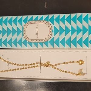 Stella & Dot Gold Trevally Lariat Necklace Boho Moon